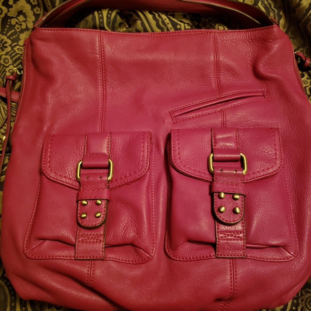 Genuine leather shoulder satchel purse